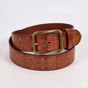 Aeropostale Women’s Belt Genuine Leather Brown Embossed Medium